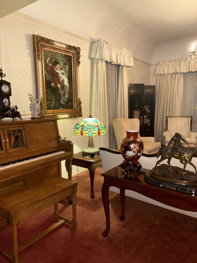Living room with piano